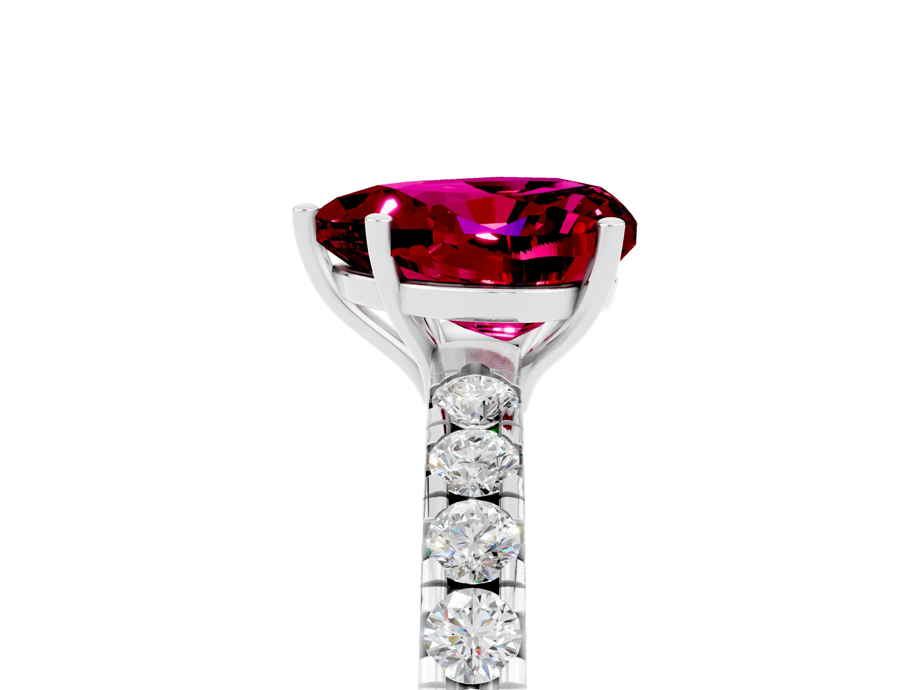 White gold Heart Cut Garnet Pavé Solitaire Engagement Ring with Four-Prong Setting_17