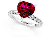White gold Heart Cut Garnet Pavé Solitaire Ring with Round Band and Prong Setting_37