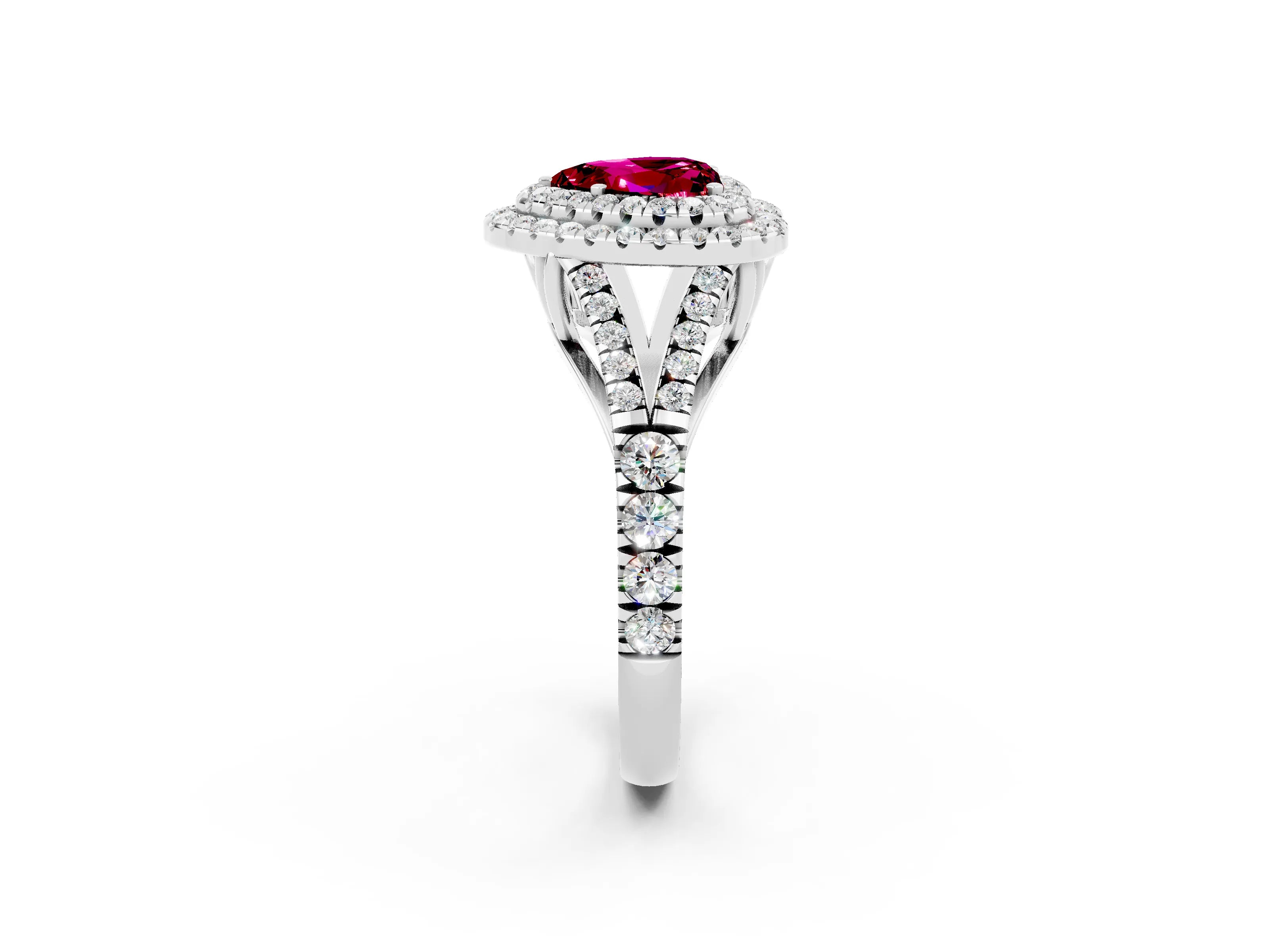 White gold Heart Cut Garnet Pavé Split Shank Double Halo Engagement Ring_2