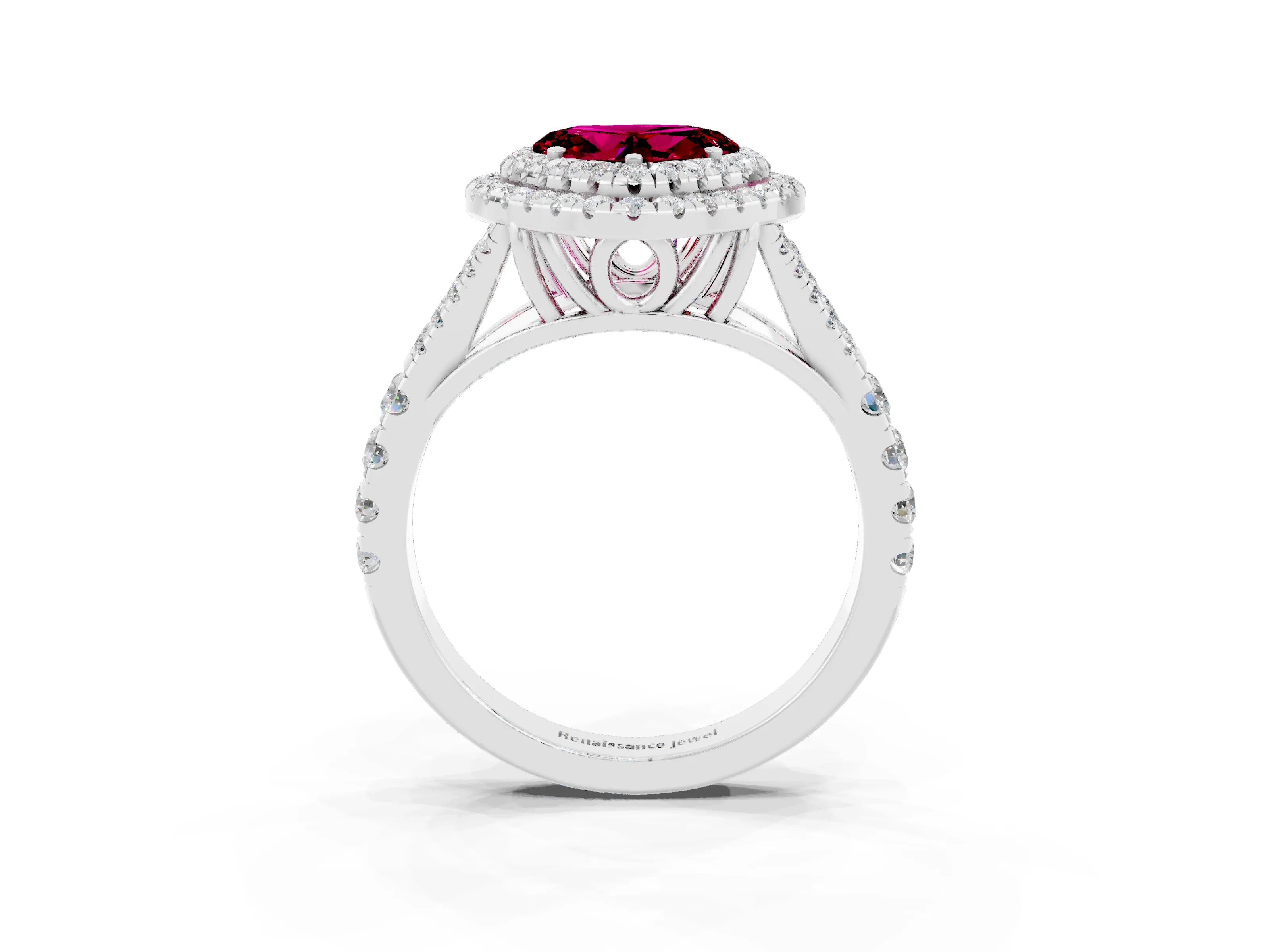 White gold Heart Cut Garnet Pavé Split Shank Double Halo Engagement Ring_3