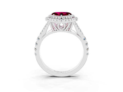 White gold Heart Cut Garnet Pavé Split Shank Double Halo Engagement Ring_3