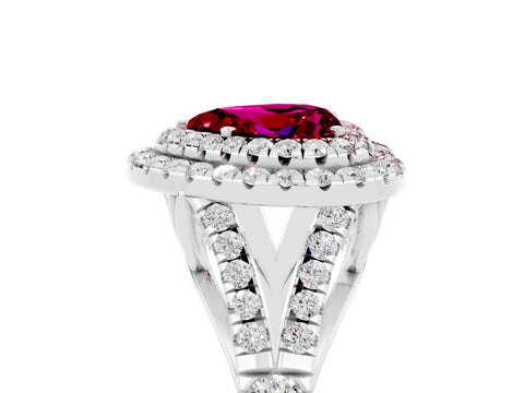 White gold Heart Cut Garnet Pavé Split Shank Double Halo Engagement Ring_5