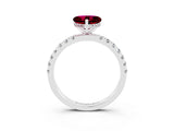White gold Heart Cut Garnet Pave Band Solitaire Ring with Four-Prong Setting_27
