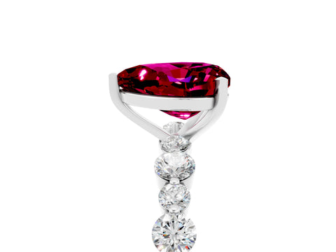 White gold Heart Cut Garnet Prong Set Engagement Ring with Pavé Band_5