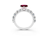 White gold Heart Cut Garnet Prong Setting with Side Stones on a Pave Band_3
