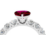 White gold Heart Cut Garnet Prong Setting with Side Stones on a Pave Band_4