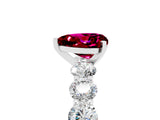 White gold Heart Cut Garnet Prong Setting with Side Stones on a Pave Band_5
