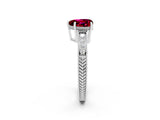 White gold Heart Cut Garnet Ring with Milgrain Pavé Band and Four-Prong Setting_14
