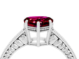 White gold Heart Cut Garnet Ring with Milgrain Pavé Band and Four-Prong Setting_16