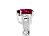 White gold Heart Cut Garnet Ring with Milgrain Pavé Band and Four-Prong Setting_17