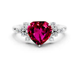 White gold Heart Cut Garnet Ring with Side Stones and Four-Prong Setting_36