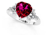 White gold Heart Cut Garnet Ring with Side Stones and Four-Prong Setting_37