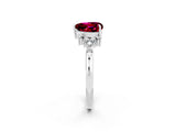 White gold Heart Cut Garnet Ring with Side Stones and Four-Prong Setting_38