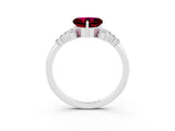 White gold Heart Cut Garnet Ring with Side Stones and Four-Prong Setting_39
