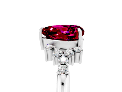 White gold Heart Cut Garnet Ring with Side Stones and Four-Prong Setting_41