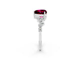 White gold Heart Cut Garnet Scattered Round Accent Ring with Prong Setting_26
