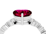 White gold Heart Cut Garnet Scattered Round Accent Ring with Prong Setting_28