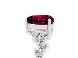 White gold Heart Cut Garnet Scattered Round Accent Ring with Prong Setting_29