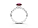 White gold Heart Cut Garnet Side Stone Solitaire Ring with Round  and Four-Prong Setting_51