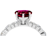 White gold Heart Cut Garnet Side Stone Solitaire Ring with Round  and Four-Prong Setting_52