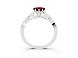 White gold Heart Cut Garnet Solitaire Celtic Knot Ring with Four-Prong Setting_15