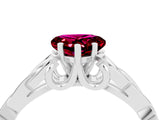 White gold Heart Cut Garnet Solitaire Celtic Knot Ring with Four-Prong Setting_16