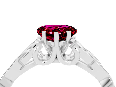 White gold Heart Cut Garnet Solitaire Celtic Knot Ring with Four-Prong Setting_16