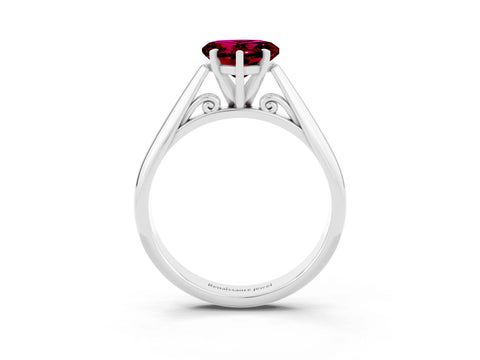 White gold Heart Cut Garnet Solitaire Engagement Ring with Cathedral Setting and Four-Prong Mount_63