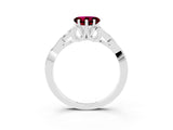 White gold Heart Cut Garnet Solitaire Engagement Ring with Celtic Knot Band and Four-Prong Setting_3