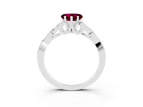 White gold Heart Cut Garnet Solitaire Engagement Ring with Celtic Knot Band and Four-Prong Setting_3