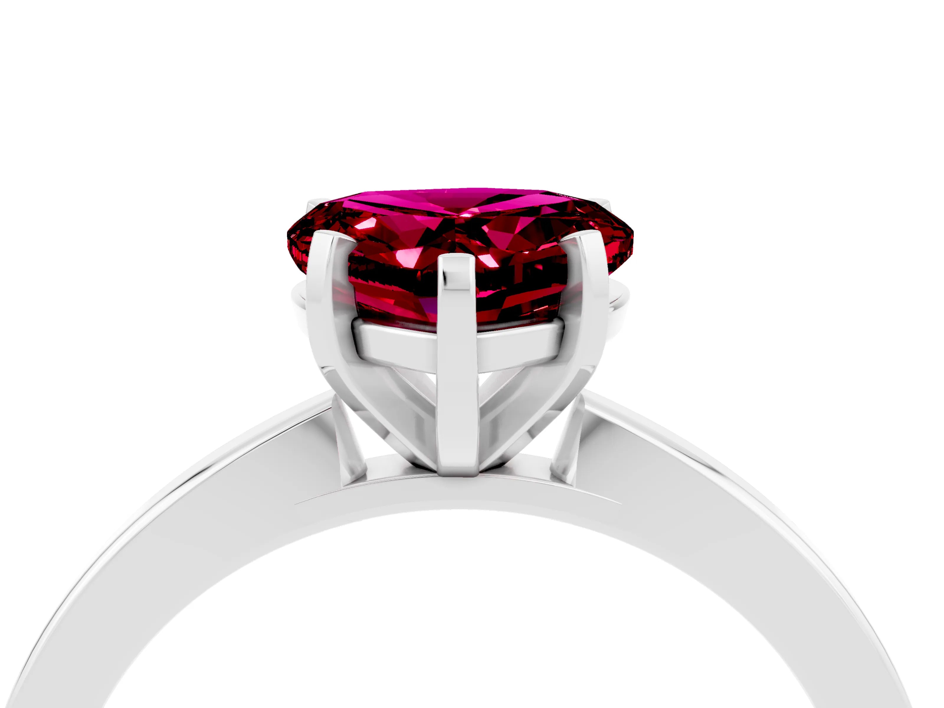 White gold Heart Cut Garnet Solitaire Engagement Ring with Classic Band and Four-Prong Setting_28