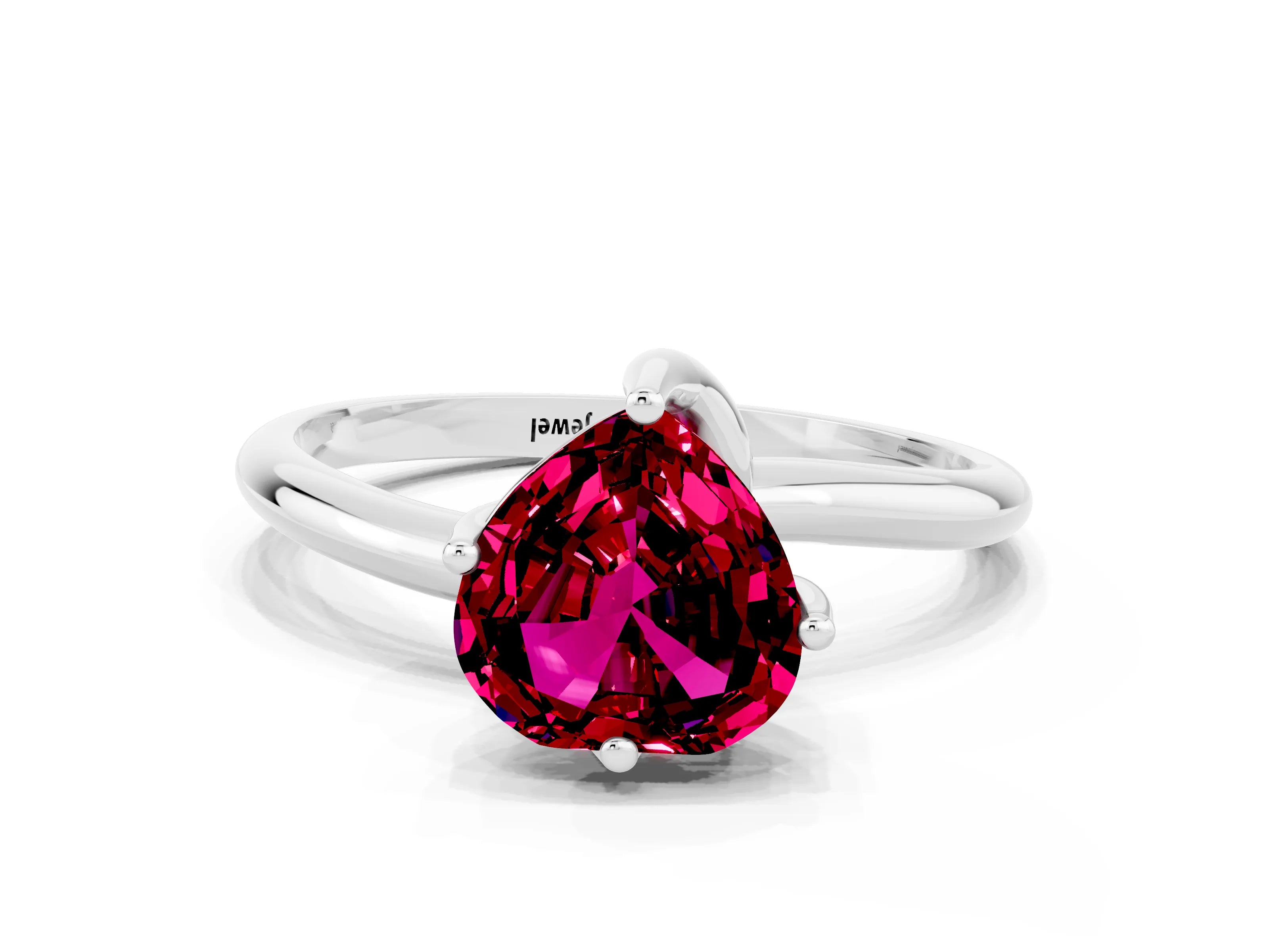 White gold Heart Cut Garnet Solitaire Engagement Ring with Four-Prong Setting and Classic Band_12
