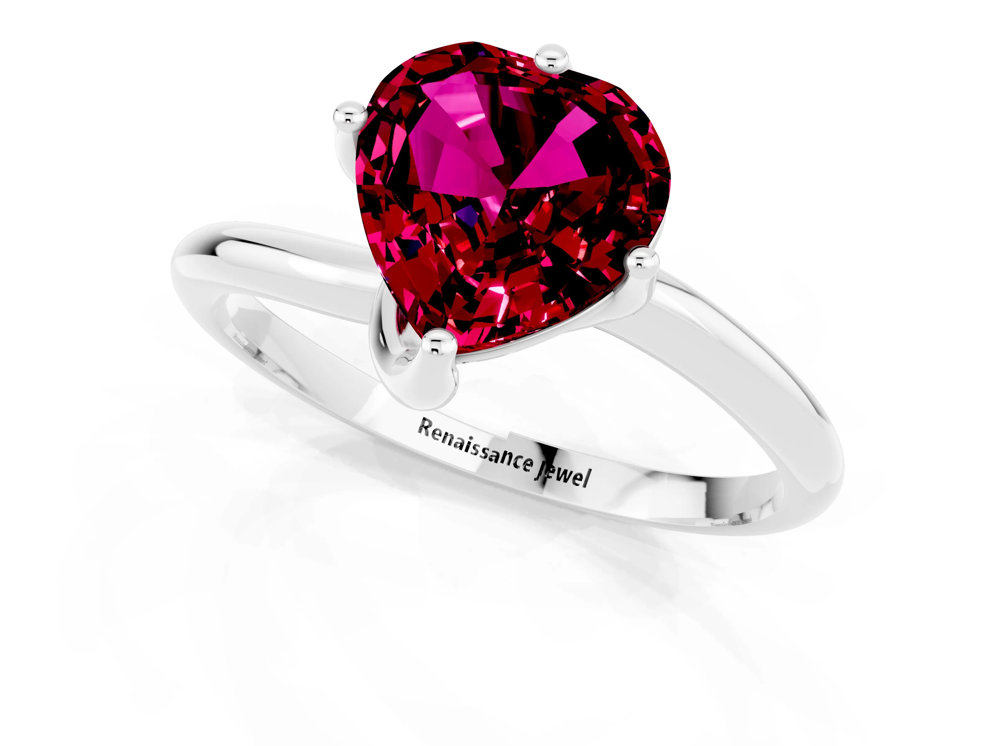 White gold Heart Cut Garnet Solitaire Engagement Ring with Four-Prong Setting and Classic Band_13