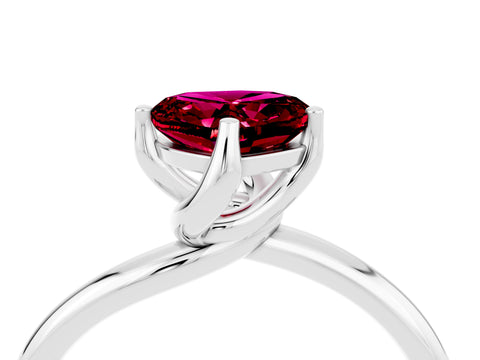 White gold Heart Cut Garnet Solitaire Engagement Ring with Four-Prong Setting and Classic Band_16