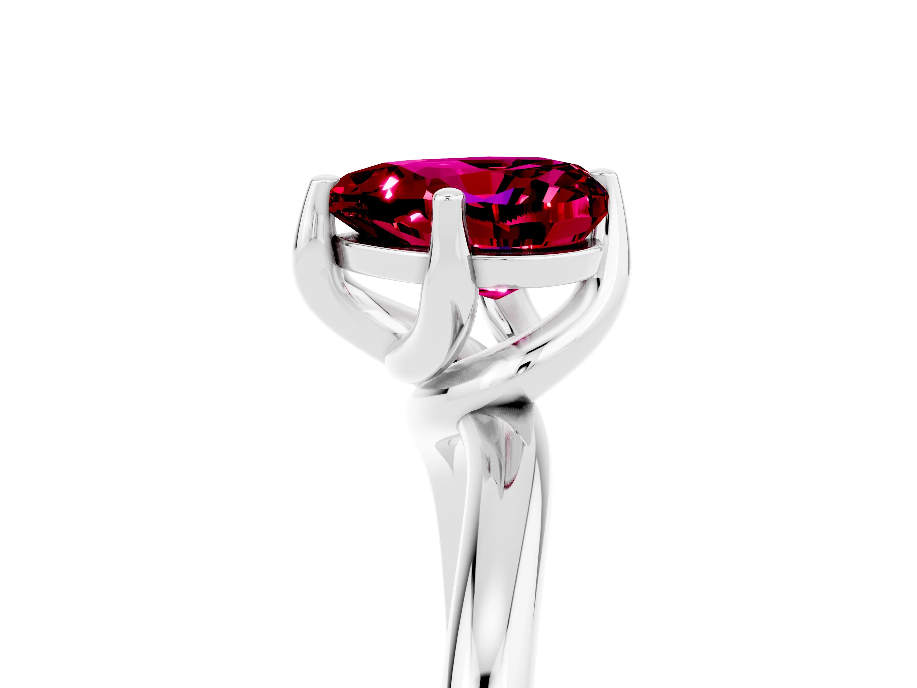 White gold Heart Cut Garnet Solitaire Engagement Ring with Four-Prong Setting and Classic Band_17