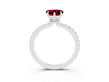 White gold Heart Cut Garnet Solitaire Engagement Ring with Pavé Band and Four-Prong Setting_3