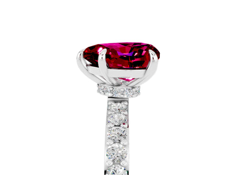 White gold Heart Cut Garnet Solitaire Engagement Ring with Pavé Band and Four-Prong Setting_5