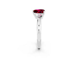 White gold Heart Cut Garnet Solitaire Engagement Ring with Round Band and Four-Prong Setting_2