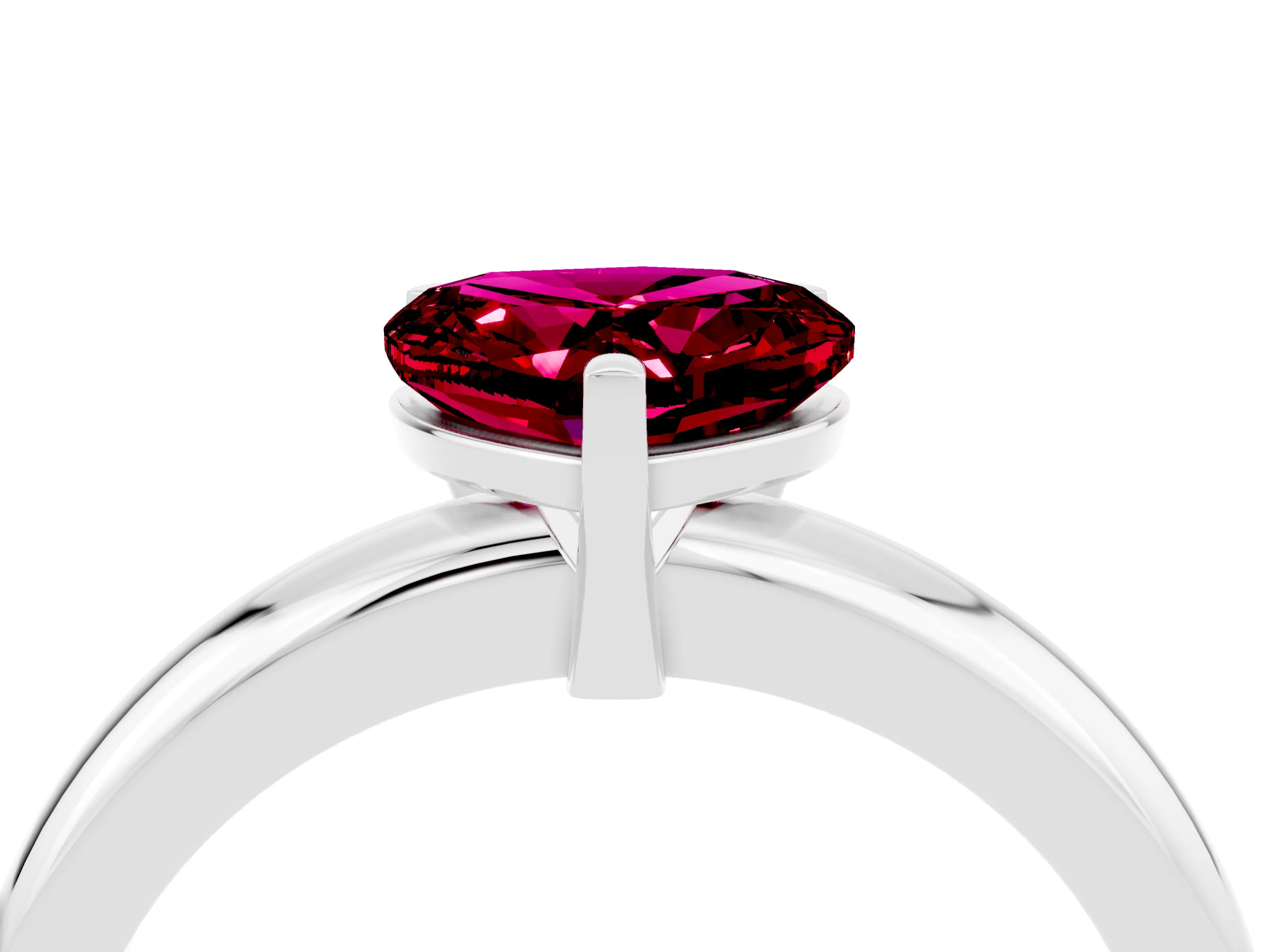 White gold Heart Cut Garnet Solitaire Engagement Ring with Round Band and Four-Prong Setting_4