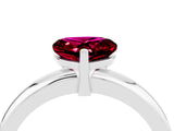 White gold Heart Cut Garnet Solitaire Engagement Ring with Round Band and Four-Prong Setting_4