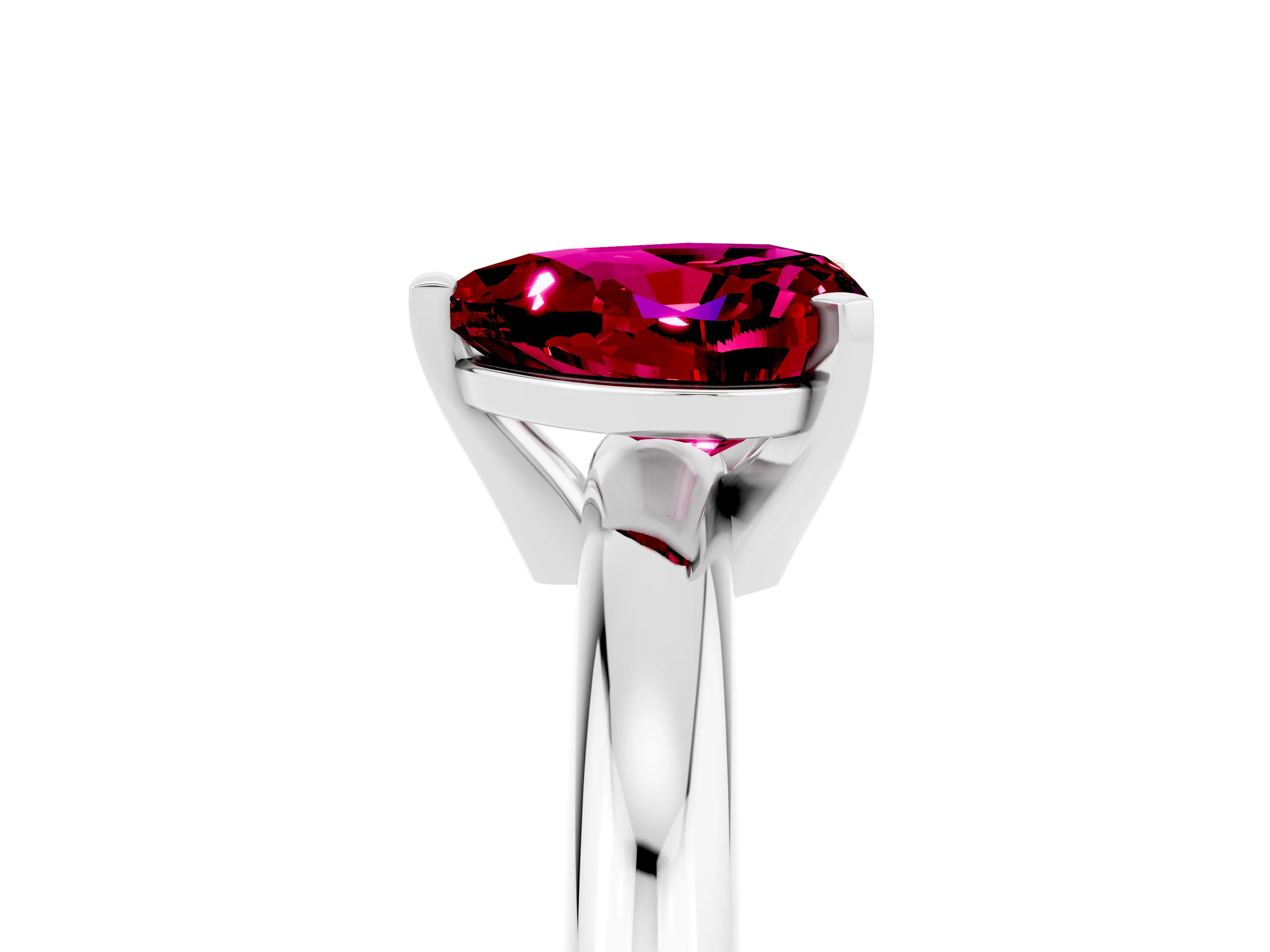 White gold Heart Cut Garnet Solitaire Engagement Ring with Round Band and Four-Prong Setting_5