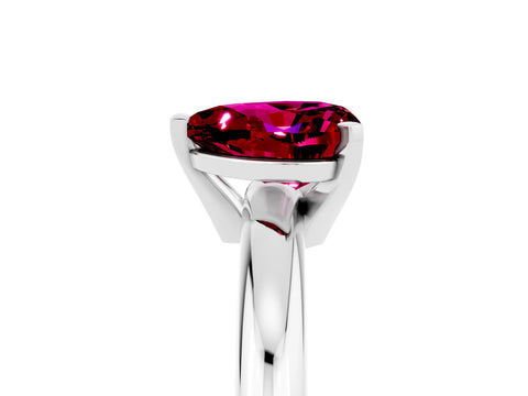 White gold Heart Cut Garnet Solitaire Engagement Ring with Round Band and Four-Prong Setting_5