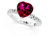 White gold Heart Cut Garnet Solitaire Pavé Band with Four-Prong Setting_1