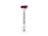 White gold Heart Cut Garnet Solitaire Pavé Band with Four-Prong Setting_2