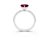 White gold Heart Cut Garnet Solitaire Pavé Band with Four-Prong Setting_3