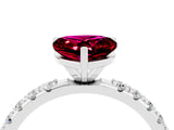 White gold Heart Cut Garnet Solitaire Pavé Band with Four-Prong Setting_4