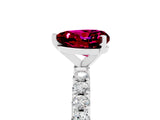 White gold Heart Cut Garnet Solitaire Pavé Band with Four-Prong Setting_5