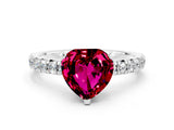White gold Heart Cut Garnet Solitaire Pavé Engagement Ring with Round Band and Prong Setting_12