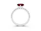 White gold Heart Cut Garnet Solitaire Pavé Engagement Ring with Round Band and Prong Setting_16