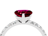 White gold Heart Cut Garnet Solitaire Pavé Engagement Ring with Round Band and Prong Setting_16